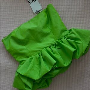 Zara Bright Green Ruffled Blouse
